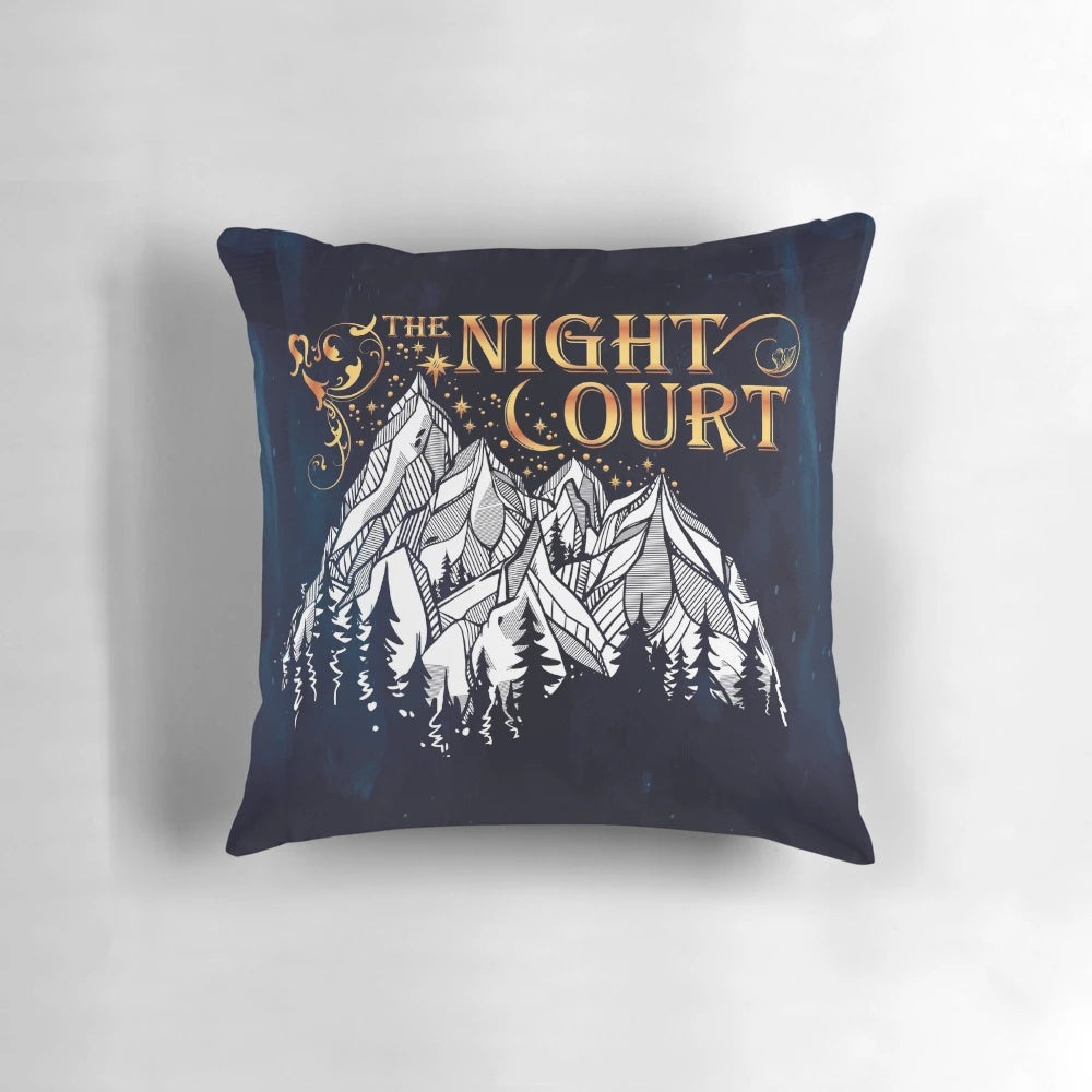 "A Court of Wings and Ruin" inspired decorative pillow featuring characters Feyre and Rhysand from the ACOTAR fantasy book series