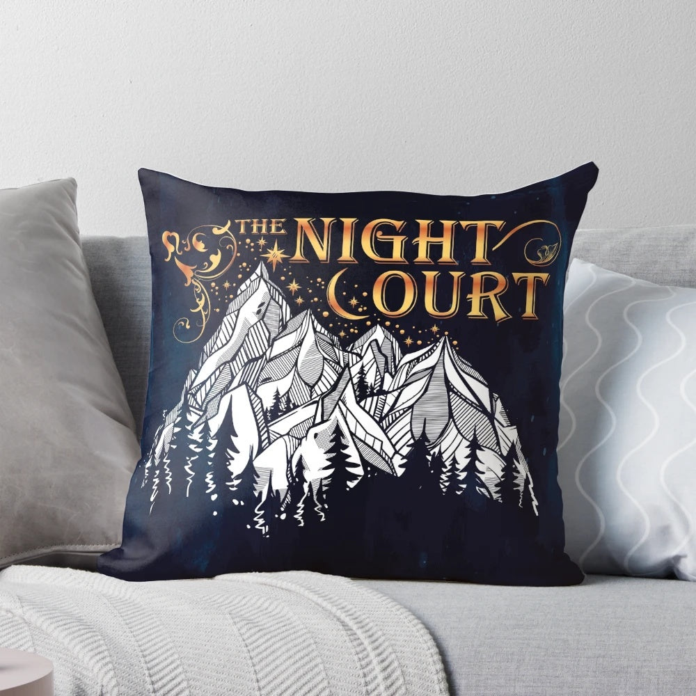 "A Court of Wings and Ruin" inspired decorative pillow featuring characters Feyre and Rhysand from the ACOTAR fantasy book series