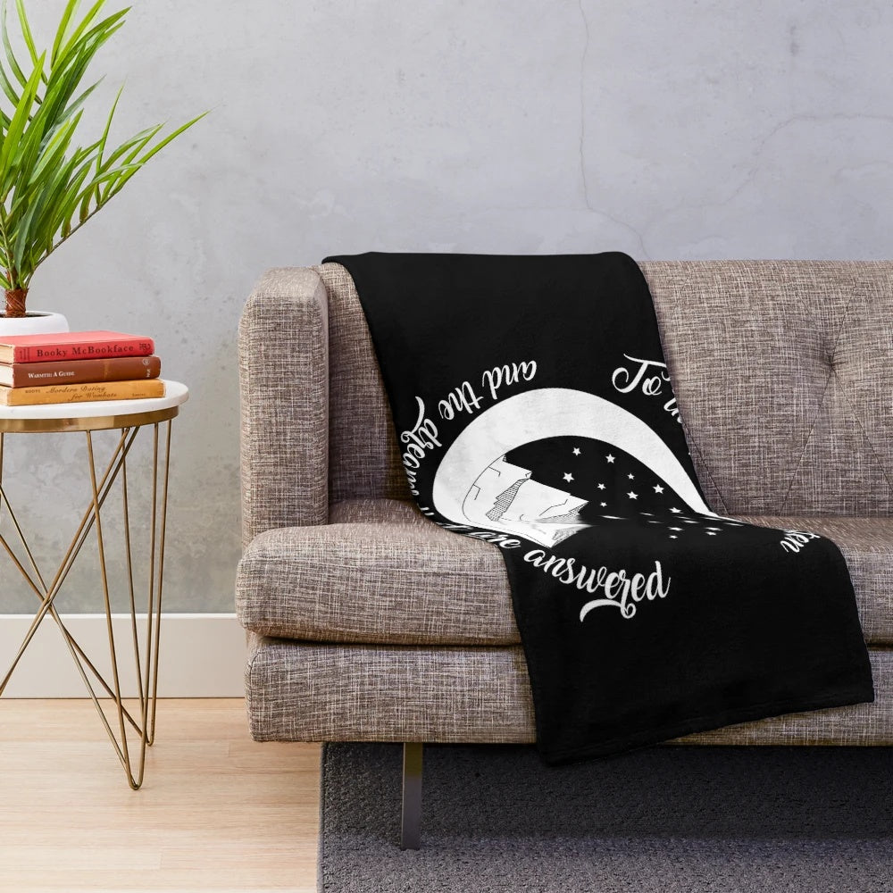 Soft and plush ACOMAF-inspired blanket featuring the quote "To the stars who listen and the dreams that are answered