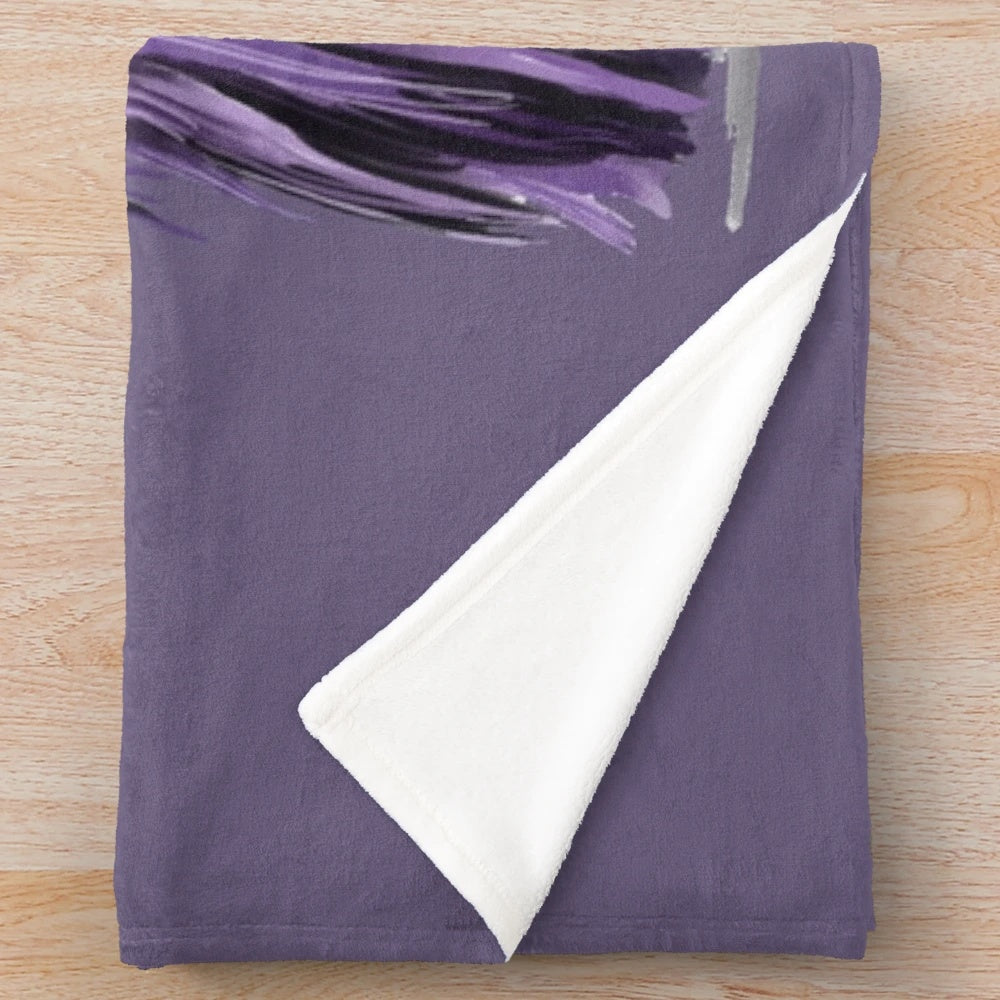 Plush blanket with an Afghan hound in shades of purple