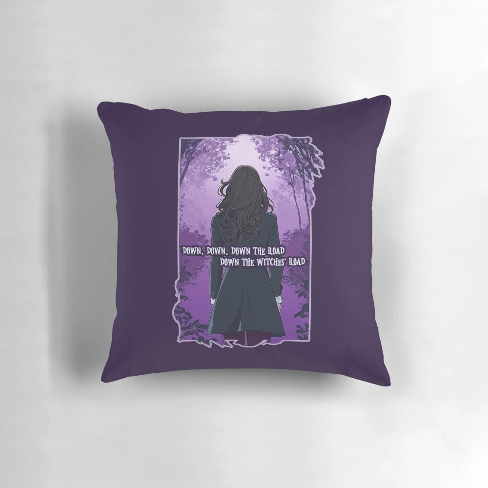 Vibrant portrait of Agatha Harkness, the powerful witch from Marvel's "WandaVision" series, set against a magical, mystical landscape.