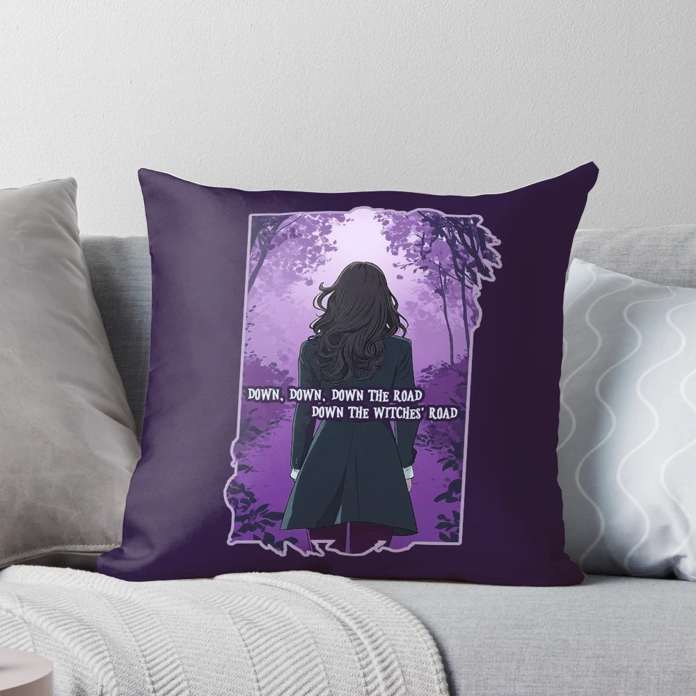 Vibrant portrait of Agatha Harkness, the powerful witch from Marvel's "WandaVision" series, set against a magical, mystical landscape.