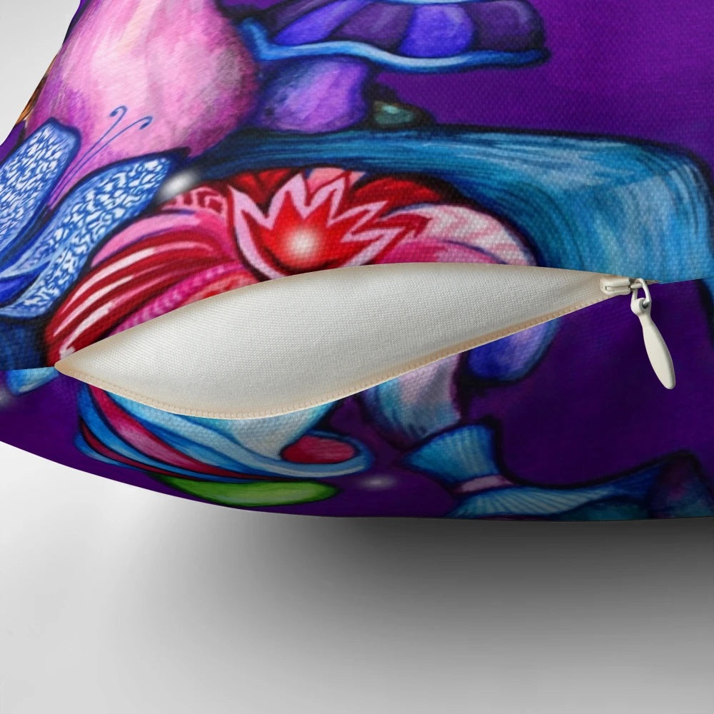 Alice in Wonderland and Caterpillar Pillow featuring the iconic Cheshire Cat from the classic Disney tale