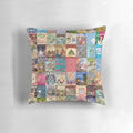 Alice in Wonderland themed throw pillow featuring the Cheshire Cat and Queen of Hearts