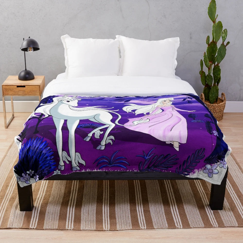 Amalthea Plush Blanket - Inspired by the fantasy classic The Last Unicorn