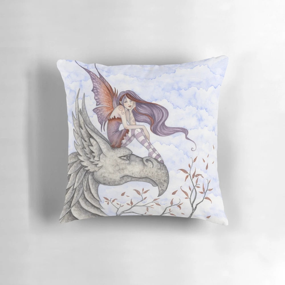 Gryphons Perch Pillow featuring a magical fantasy art design by artist Amy Brown