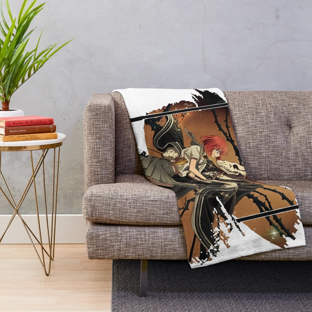 Plush blanket featuring a fantasy couple in magical setting