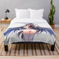 Cozy anime-themed plush blanket featuring beautiful and captivating female characters