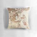 Decorative throw pillow featuring fairy tale illustration by Arthur Rackham