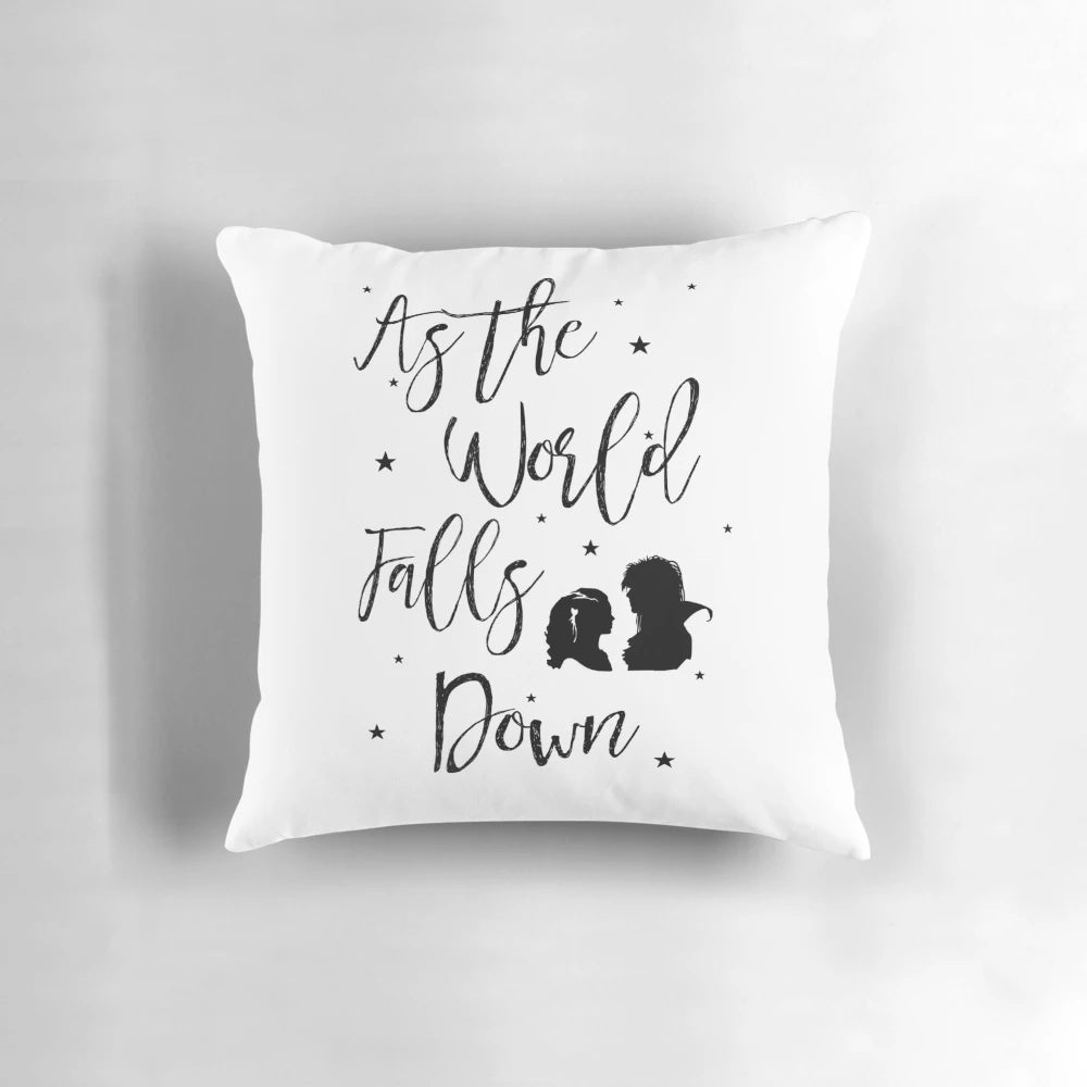 Jareth and Sarah from the movie Labyrinth on a decorative throw pillow
