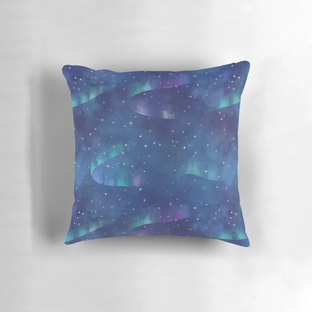 Vibrant Aurora Borealis Pillow depicting the stunning natural phenomenon of the northern lights
