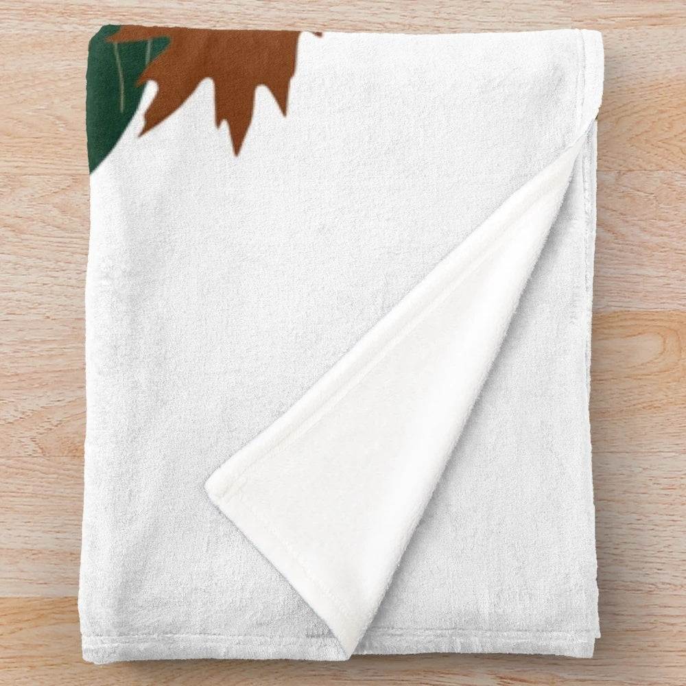 Autumn animal art plush blanket with hedgehog, leaves, and forest design