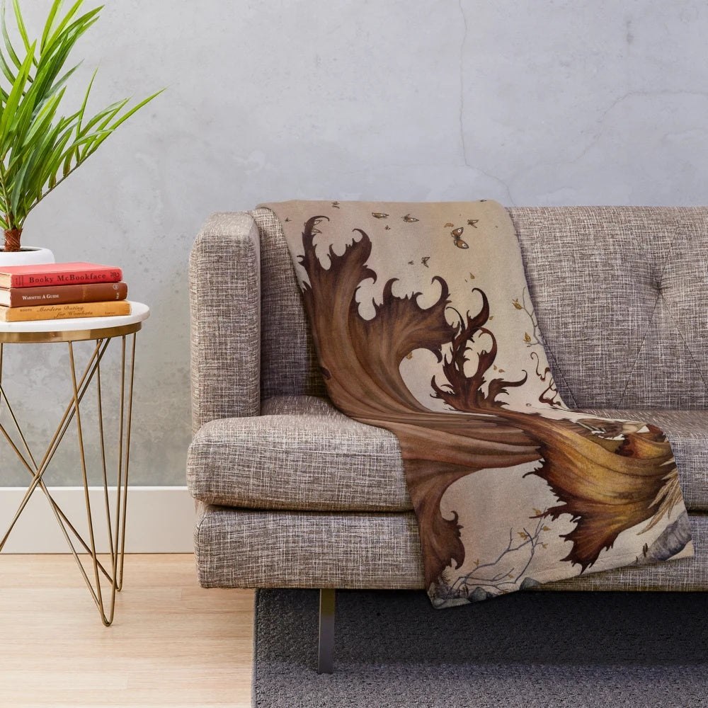 Autumn plush blanket with fairy design