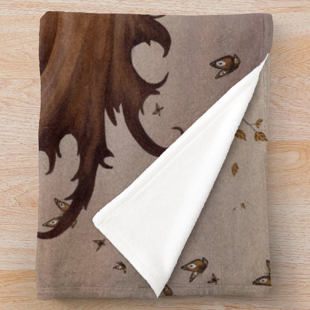Autumn plush blanket with fairy design