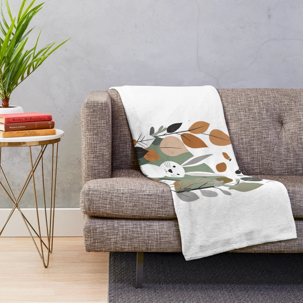 Plush blanket featuring enchanting watercolor fall animal art
