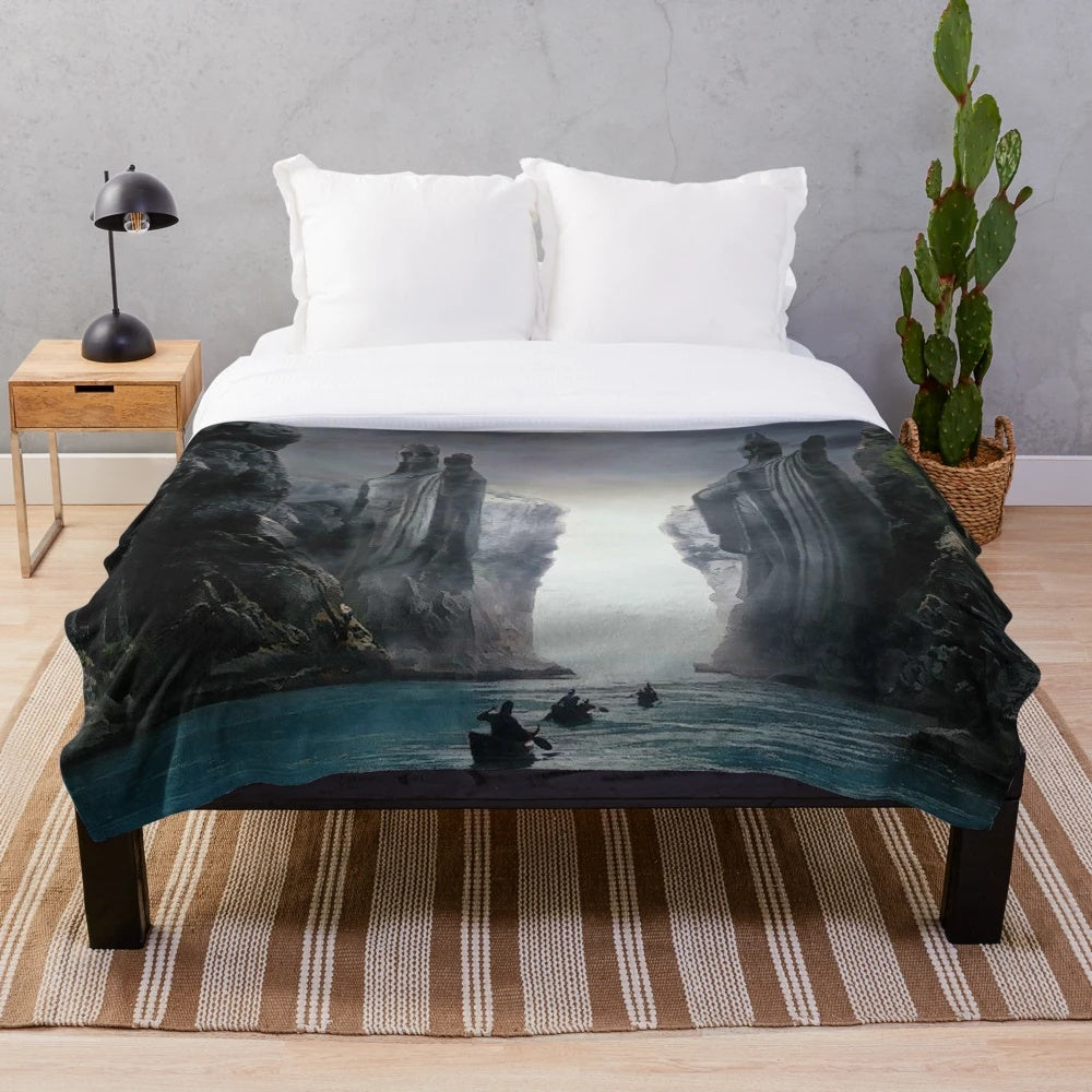 Between High Cliff Plush Blanket - Cozy and Fantastical Lord of the Rings Inspired Bedding