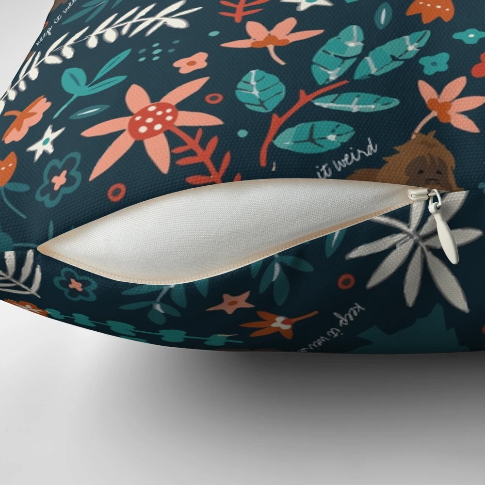 Colorful floral pattern featuring a hidden bigfoot figure, perfect for paranormal enthusiasts and nature lovers.
