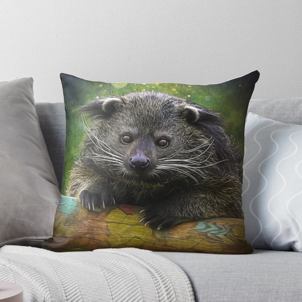 Cozy Binturong Pillow featuring the Unique and Endangered Bearcat