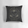 Black cat pillow featuring occult and lunar motifs, perfect for a witchy home.