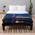 Blackpool Beach at Night Plush Blanket featuring a stunning night photography scene of the Blackpool Tower and illuminations