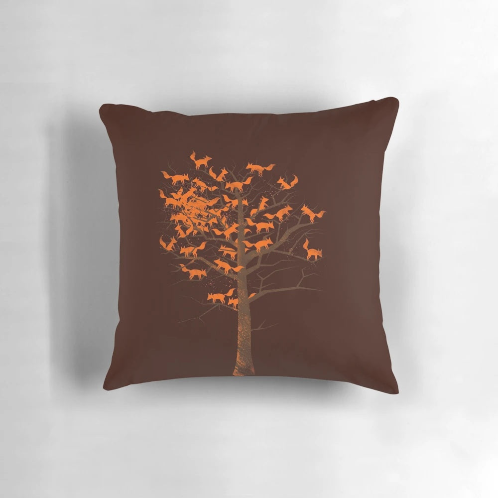 Vibrant orange and ginger fox nestled in an autumnal tree, creating a magical and mysterious optical illusion for your home.