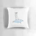 A blue princess-themed pillow featuring a glass slipper design and sparkling details.