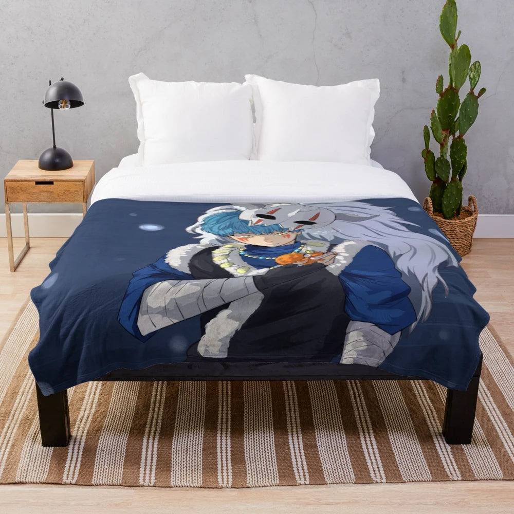 Blue dragon plush blanket inspired by the anime "Yona of the Dawn