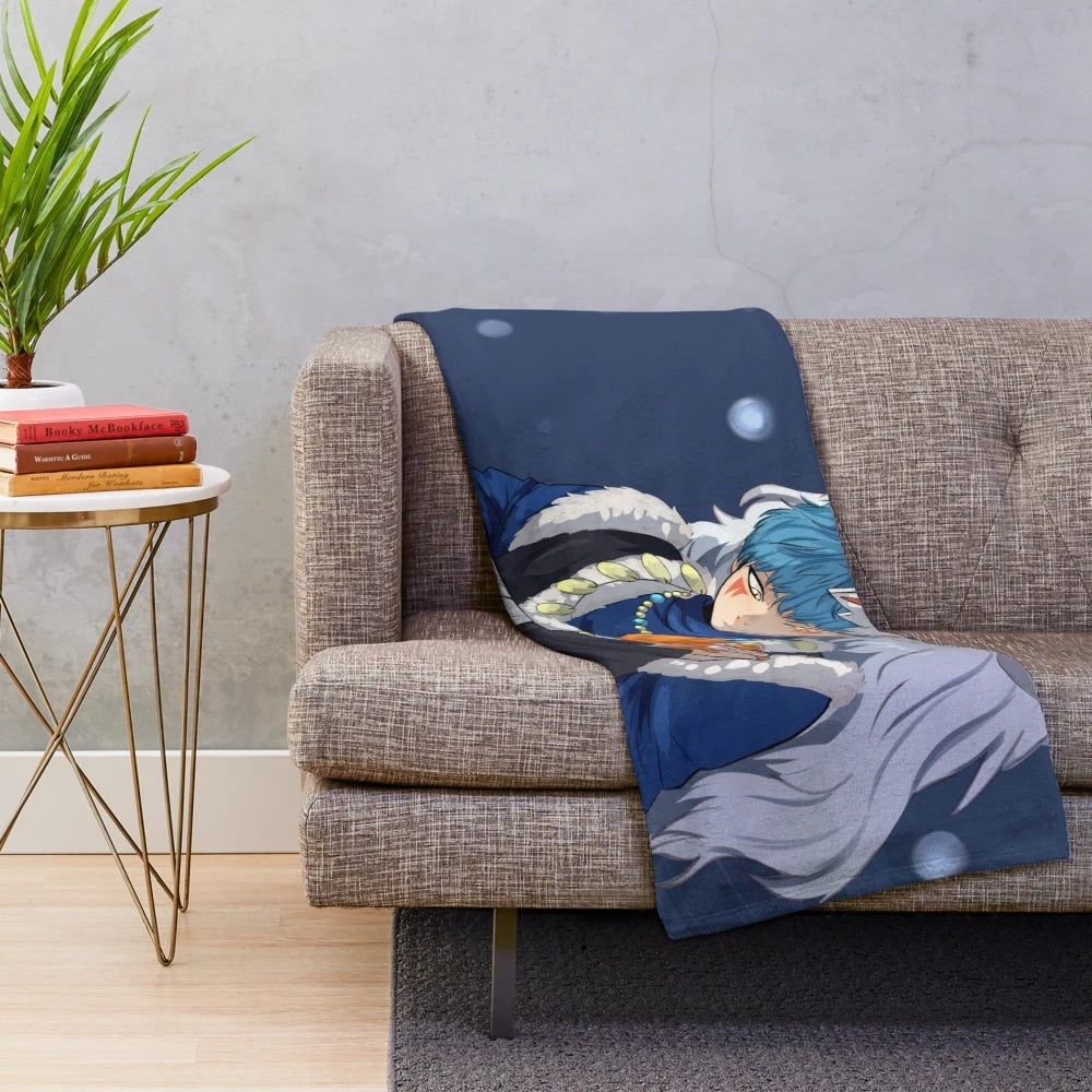 Blue dragon plush blanket inspired by the anime "Yona of the Dawn