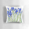 A close-up illustration of a beautiful blue iris flower, rendered in a watercolor and pen and ink style.