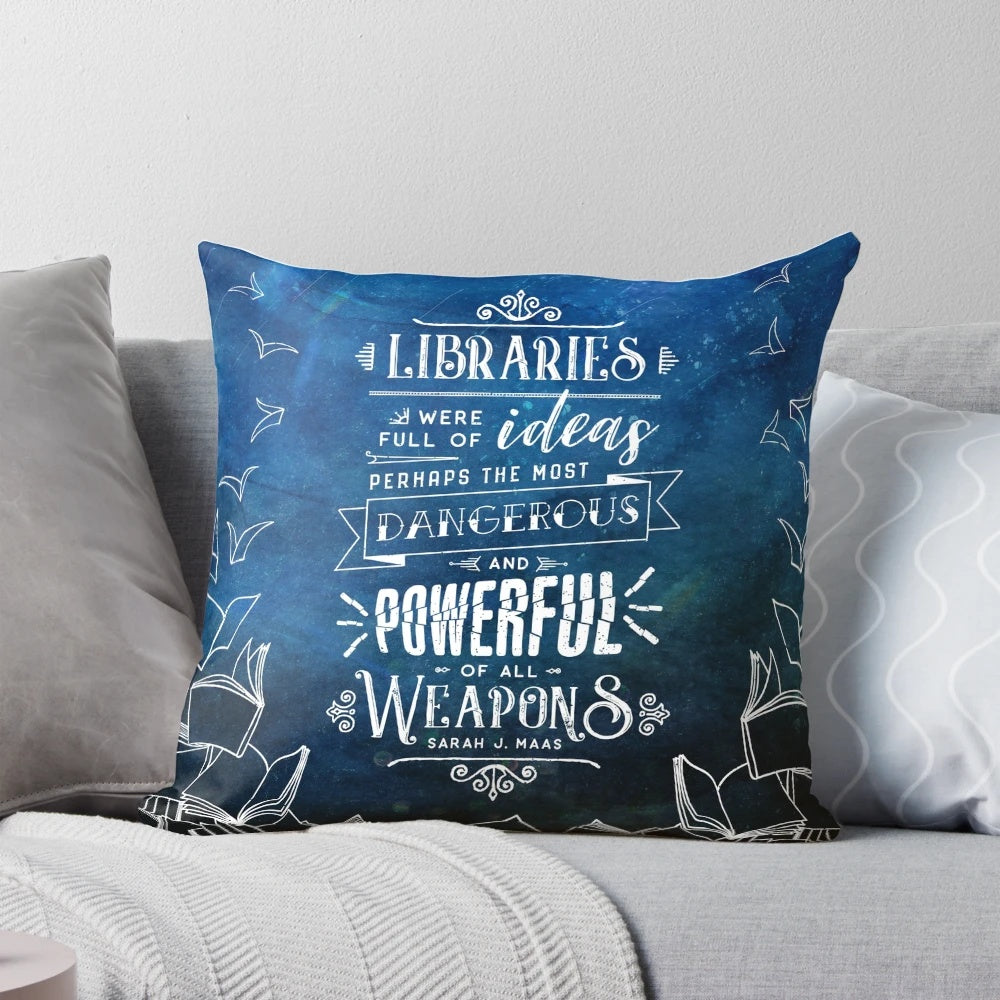A cozy and beautiful pillow featuring a watercolor illustration of birds flying across a starry night sky, with inspirational words and typography.