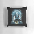 A cozy gray and white pillow with the text "Book of Fellowship" on it, perfect for book lovers and fantasy enthusiasts.