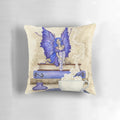 Whimsical purple book worm pillow featuring fairy and fantasy artwork by Amy Brown
