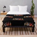 Bulgarian folk art inspired plush floral blanket