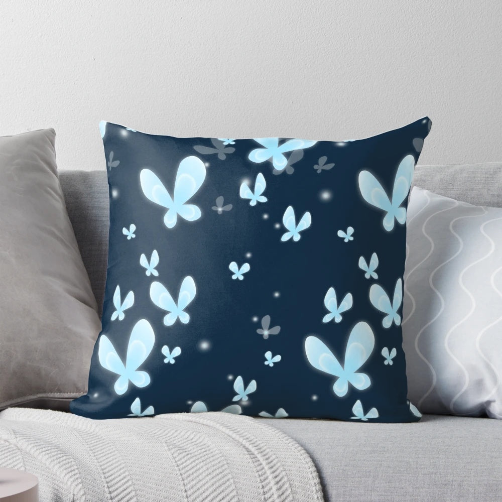 Soft, plush pillow with a mesmerizing butterfly pattern, perfect for adding a touch of nature-inspired style to any room.