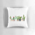 A vibrant, watercolor-style cactus and succulent print on a soft, plush pillow for natural, desert-inspired home decor.