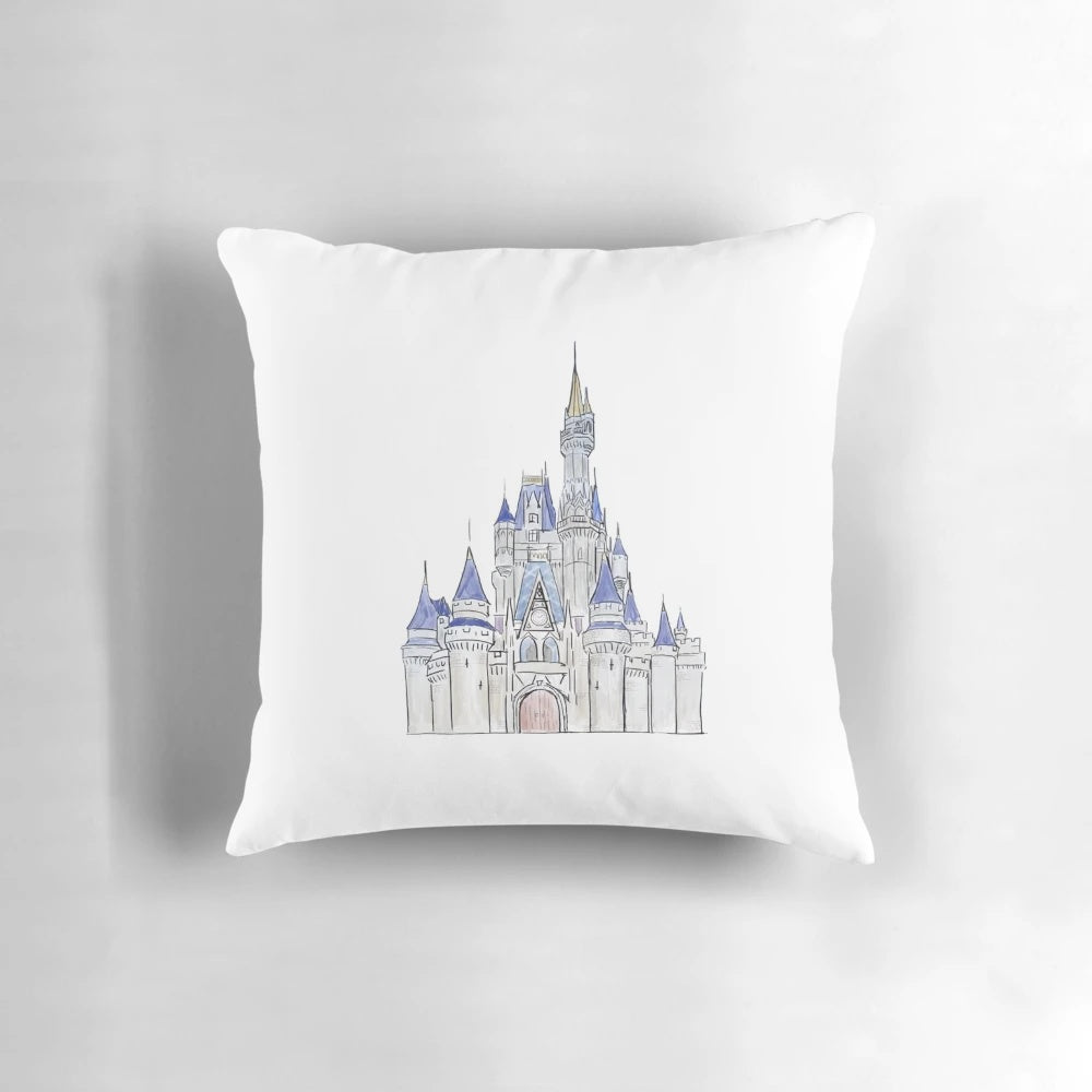 A plush and whimsical castle-inspired pillow, perfect for adding a touch of Disney-esque magic to your space.