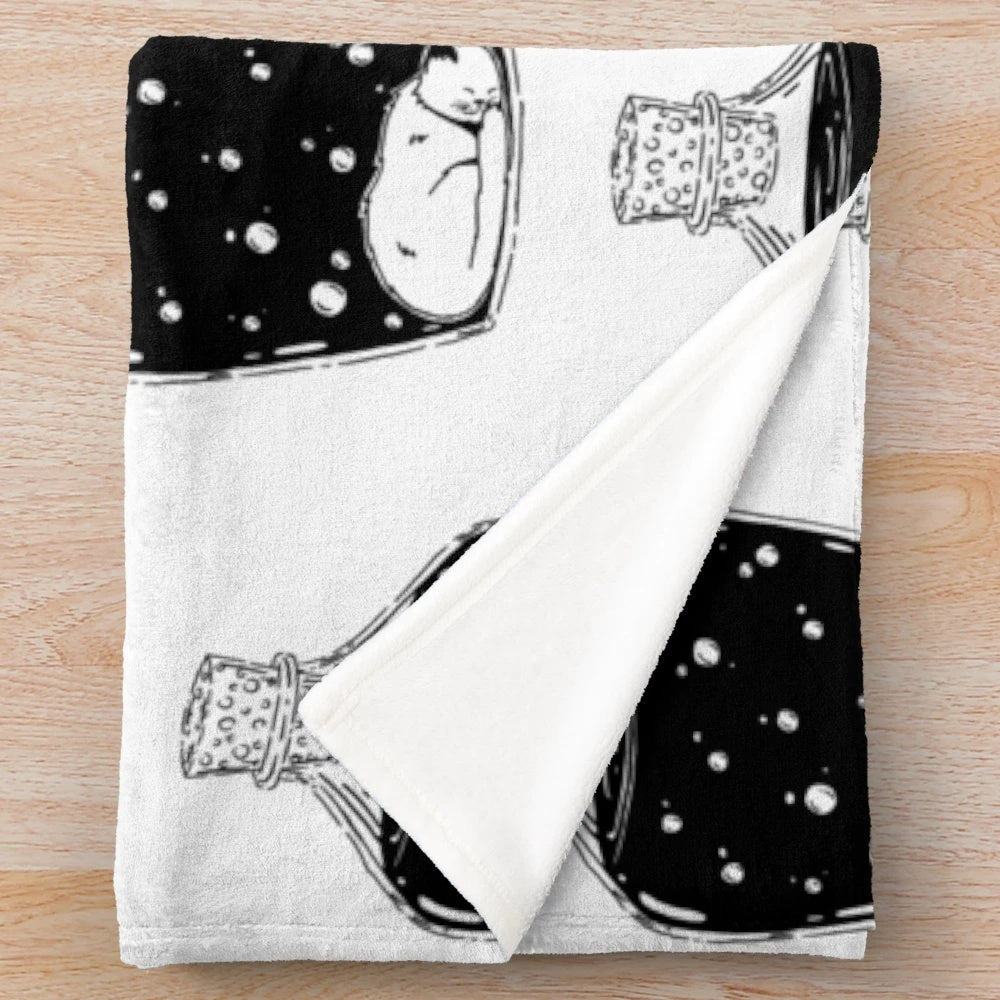 Whimsical cat in bottle plush blanket
