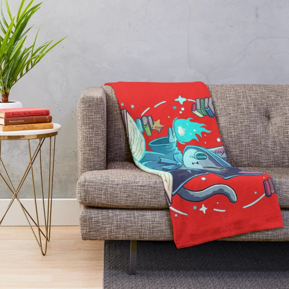 Cute cat mage plush blanket with magical design