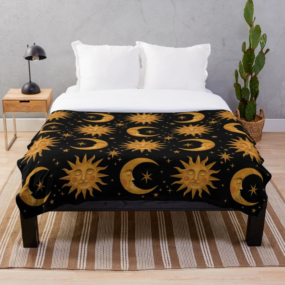 Cozy and mystical plush celestial blanket