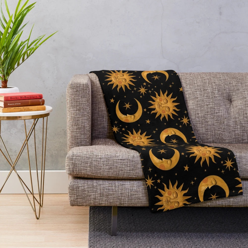 Cozy and mystical plush celestial blanket