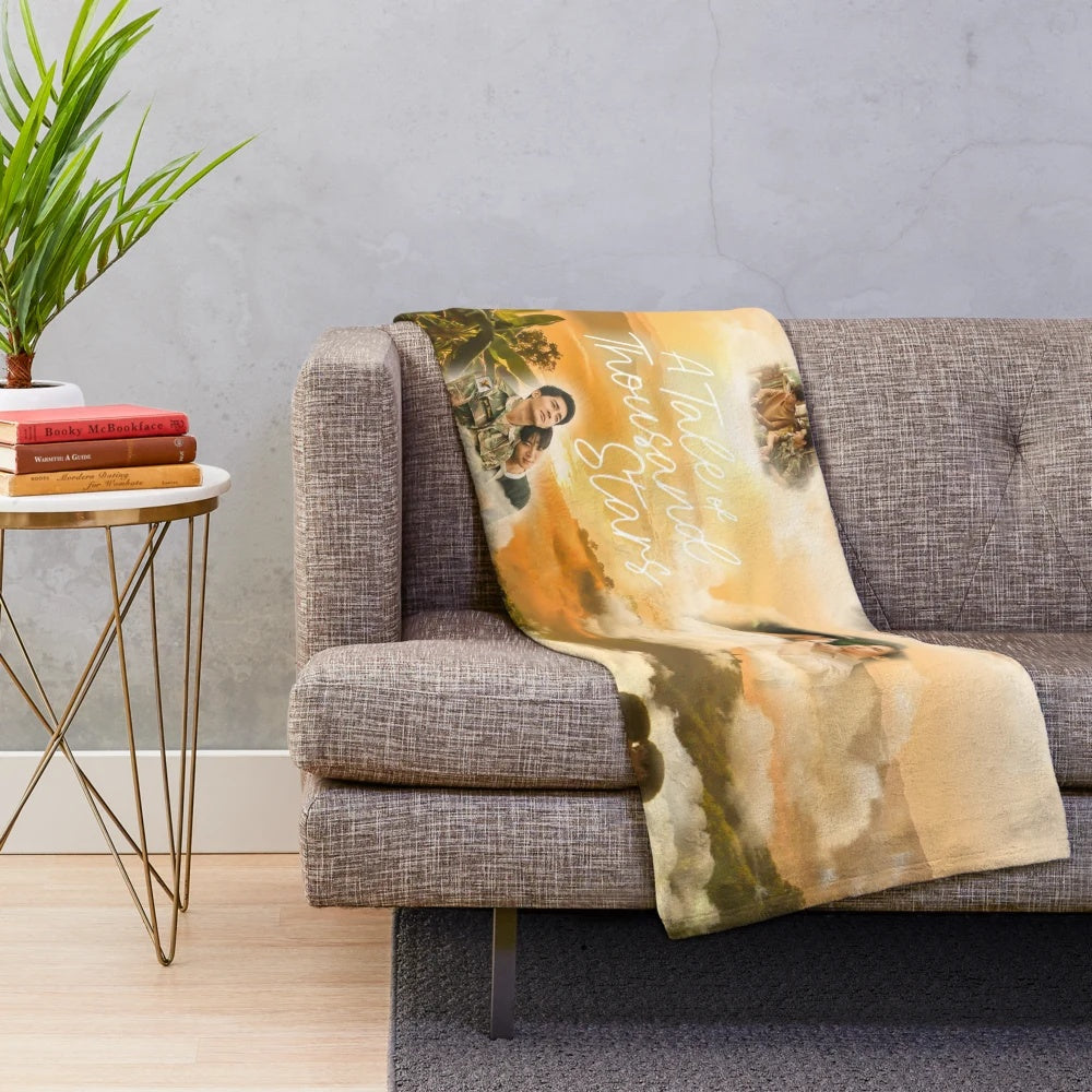 Cozy plush blanket featuring a captivating starry night design