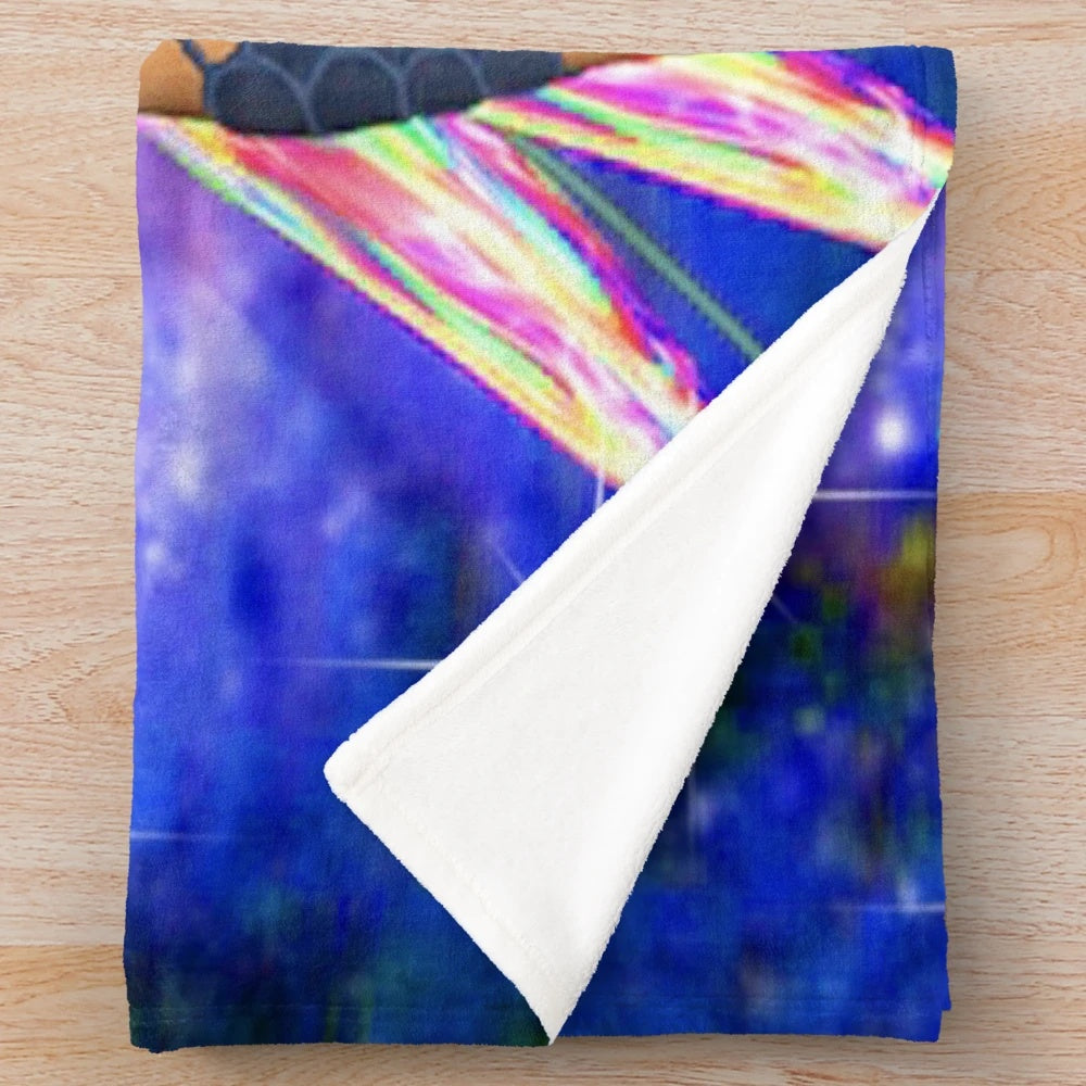 Cozy plush blanket with enchanting fairy and abstract pattern design