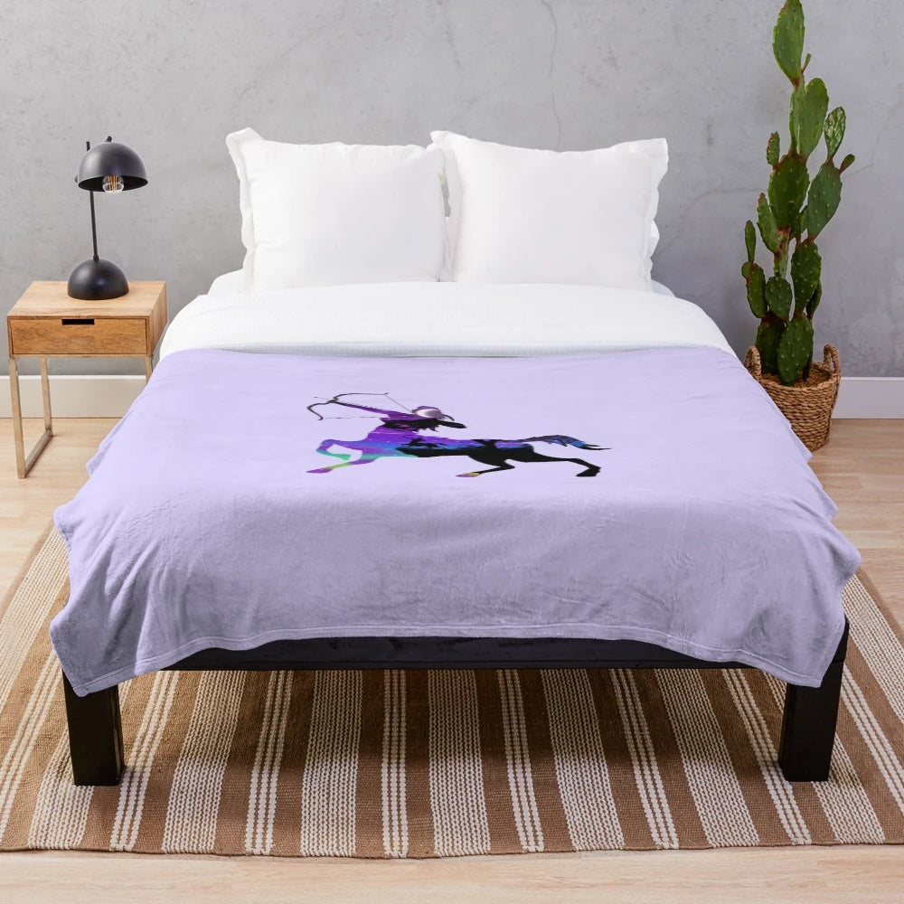 Plush blanket featuring a majestic centaur against a night sky landscape