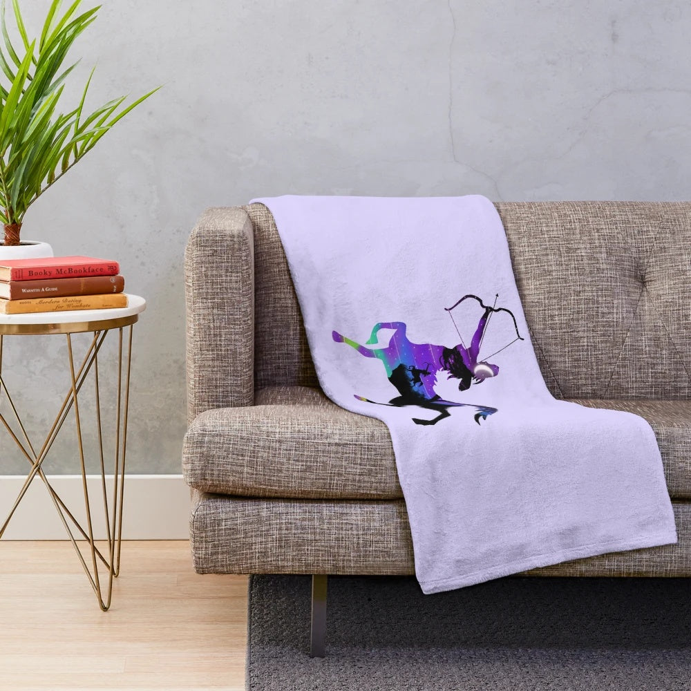 Plush blanket featuring a majestic centaur against a night sky landscape