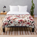 Soft and plush cherry blossom patterned blanket