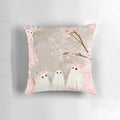 Decorative cherry blossom throw pillow with a whimsical, spooky design