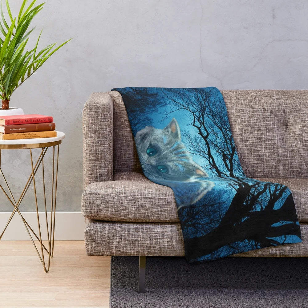 Cheshire Cat Plush Blanket in Blue