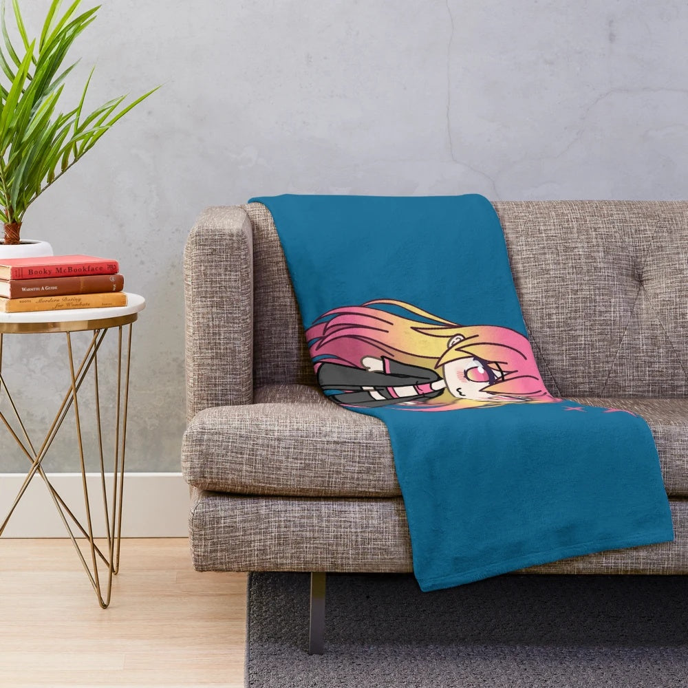 Cozy plush blanket featuring a cute chibi girl design inspired by the Gachaverse