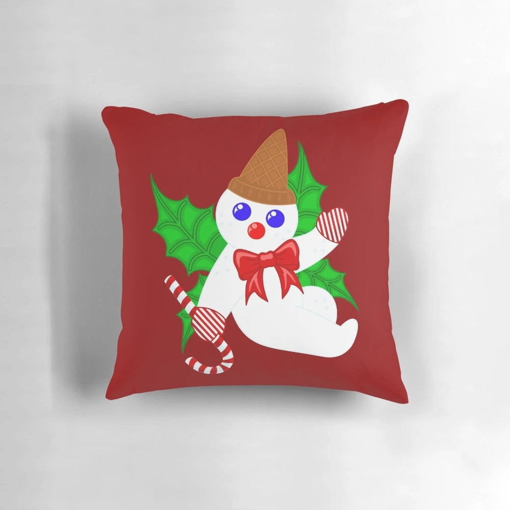 Whimsical Christmas fairy pillow with snow, candy canes, holly, and other holiday elements