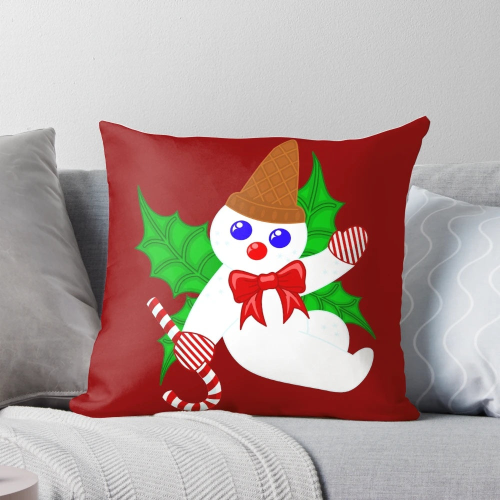 Whimsical Christmas fairy pillow with snow, candy canes, holly, and other holiday elements